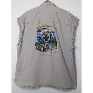 Mountainfest 2007 Morgantown WV XL Shirt Button Sleeveless Indian Chief Biker